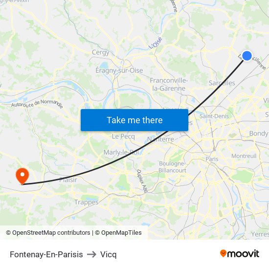 Fontenay-En-Parisis to Vicq map