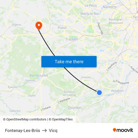 Fontenay-Les-Briis to Vicq map