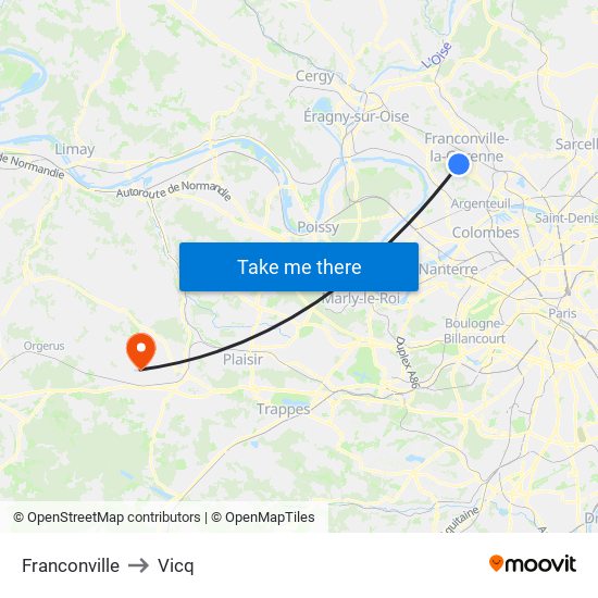Franconville to Vicq map