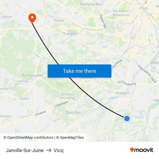 Janville-Sur-Juine to Vicq map