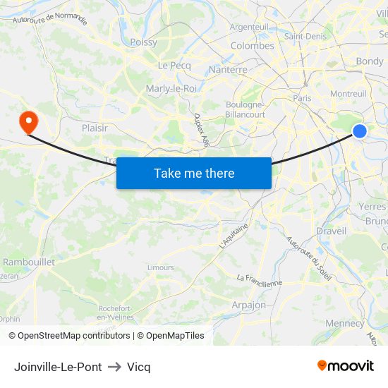 Joinville-Le-Pont to Vicq map
