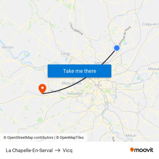 La Chapelle-En-Serval to Vicq map