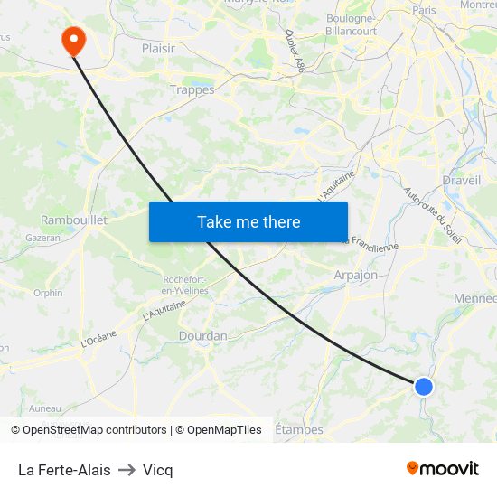 La Ferte-Alais to Vicq map