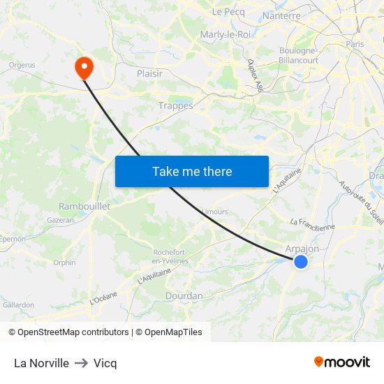 La Norville to Vicq map