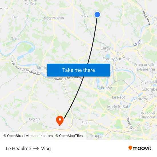 Le Heaulme to Vicq map