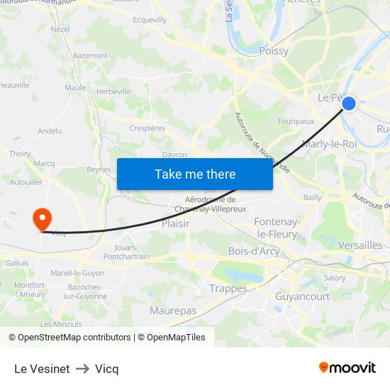 Le Vesinet to Vicq map