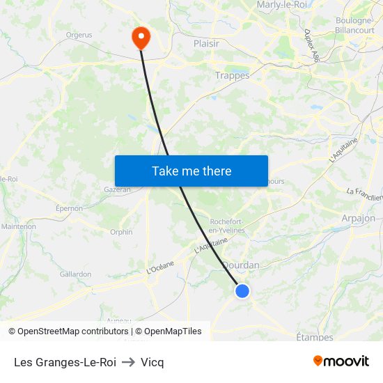Les Granges-Le-Roi to Vicq map