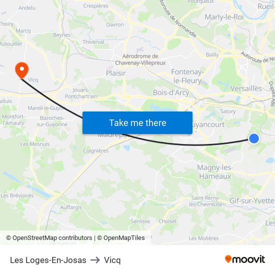 Les Loges-En-Josas to Vicq map