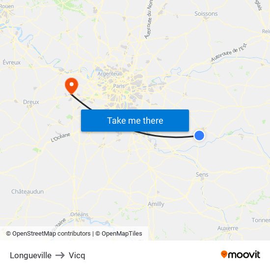 Longueville to Vicq map