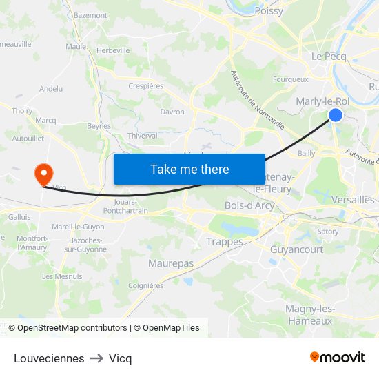 Louveciennes to Vicq map