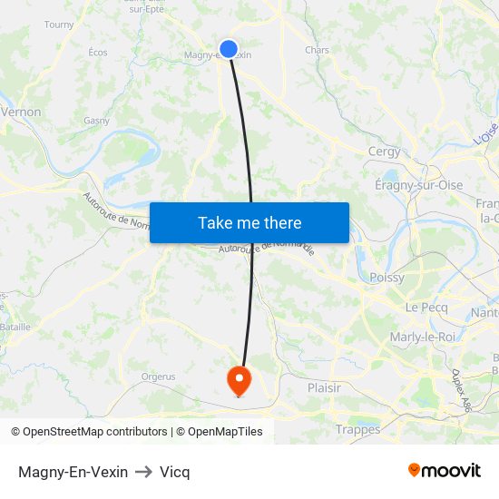 Magny-En-Vexin to Vicq map