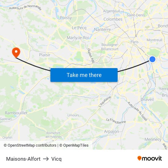 Maisons-Alfort to Vicq map