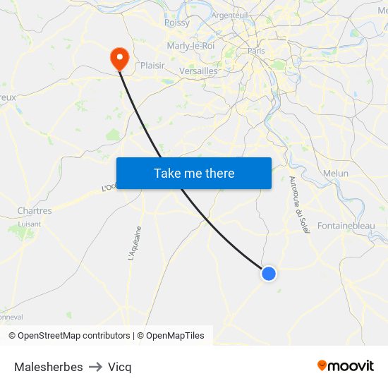 Malesherbes to Vicq map