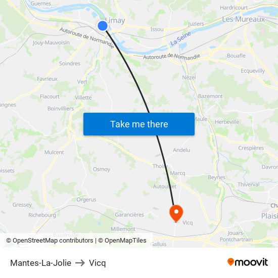 Mantes-La-Jolie to Vicq map