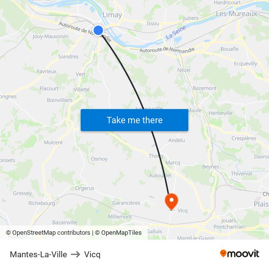 Mantes-La-Ville to Vicq map
