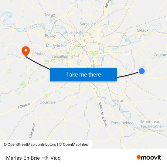 Marles-En-Brie to Vicq map