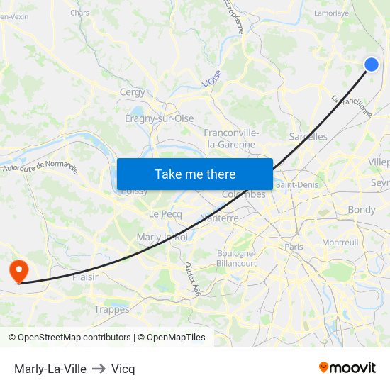 Marly-La-Ville to Vicq map