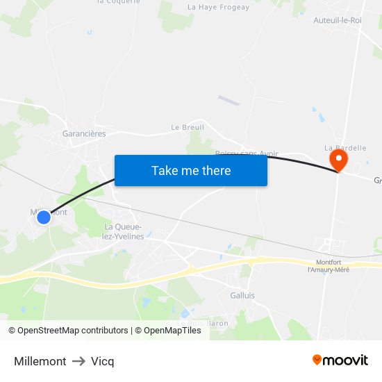 Millemont to Vicq map