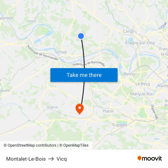 Montalet-Le-Bois to Vicq map