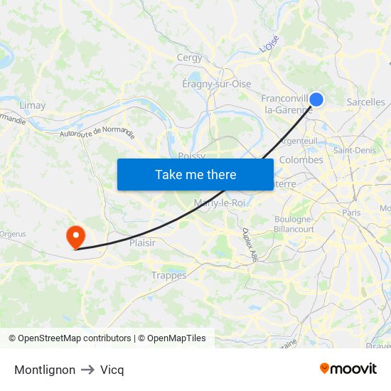 Montlignon to Vicq map