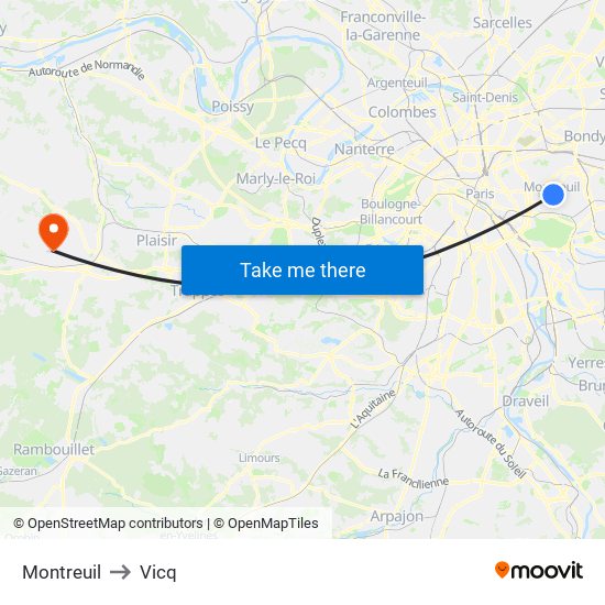 Montreuil to Vicq map