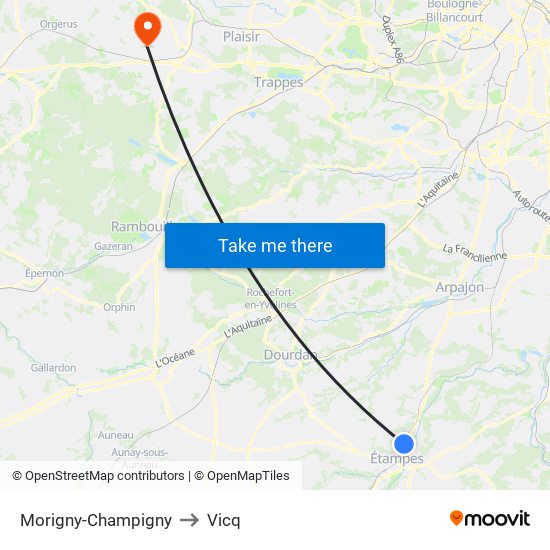 Morigny-Champigny to Vicq map