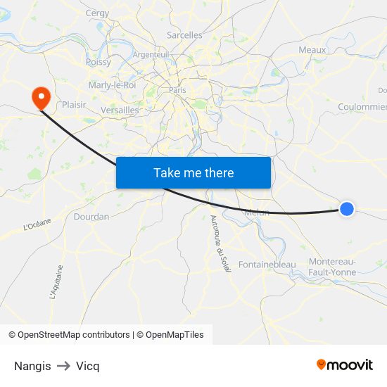 Nangis to Vicq map