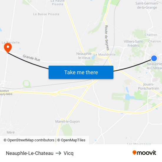 Neauphle-Le-Chateau to Vicq map