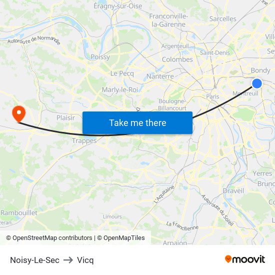 Noisy-Le-Sec to Vicq map