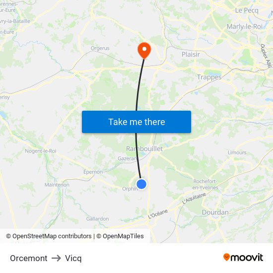 Orcemont to Vicq map