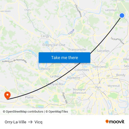 Orry-La-Ville to Vicq map