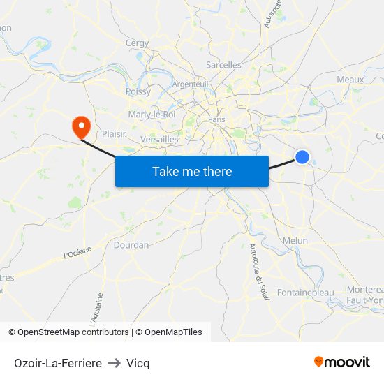 Ozoir-La-Ferriere to Vicq map