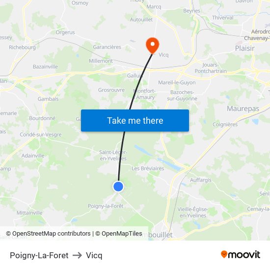 Poigny-La-Foret to Vicq map