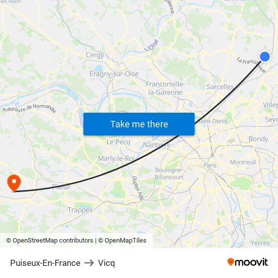 Puiseux-En-France to Vicq map
