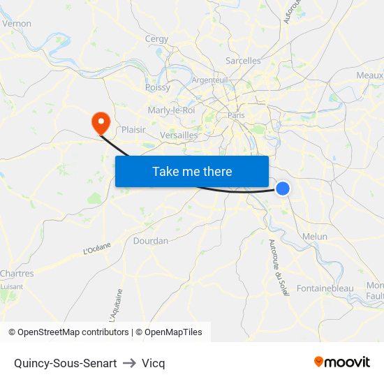 Quincy-Sous-Senart to Vicq map