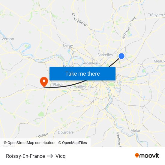 Roissy-En-France to Vicq map