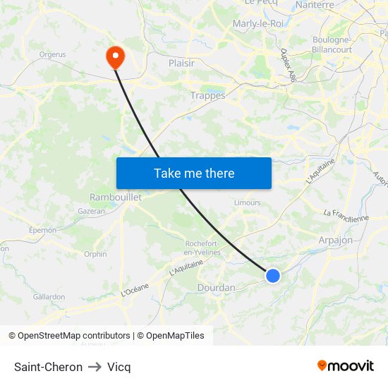 Saint-Cheron to Vicq map