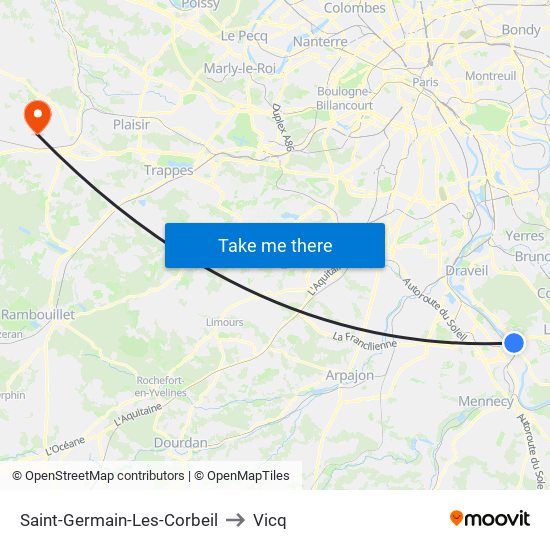 Saint-Germain-Les-Corbeil to Vicq map