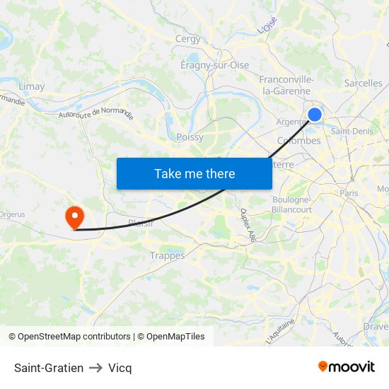 Saint-Gratien to Vicq map
