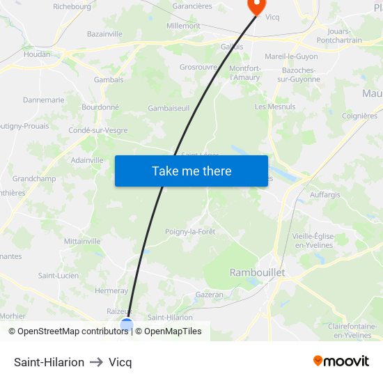 Saint-Hilarion to Vicq map