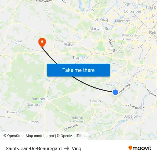 Saint-Jean-De-Beauregard to Vicq map