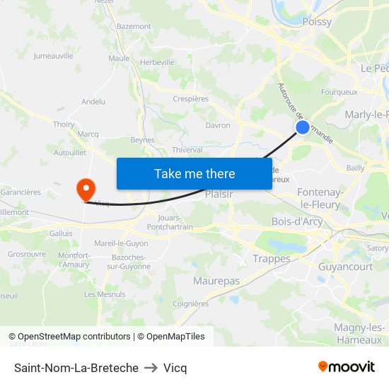 Saint-Nom-La-Breteche to Vicq map