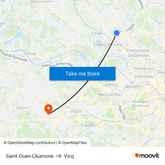 Saint-Ouen-L'Aumone to Vicq map