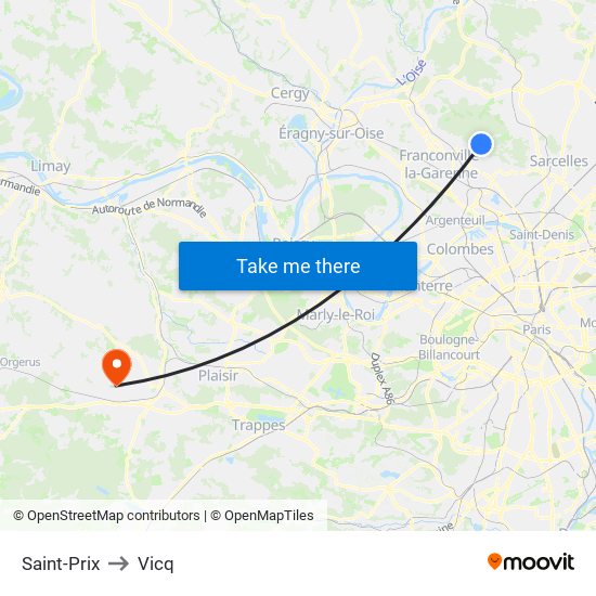 Saint-Prix to Vicq map