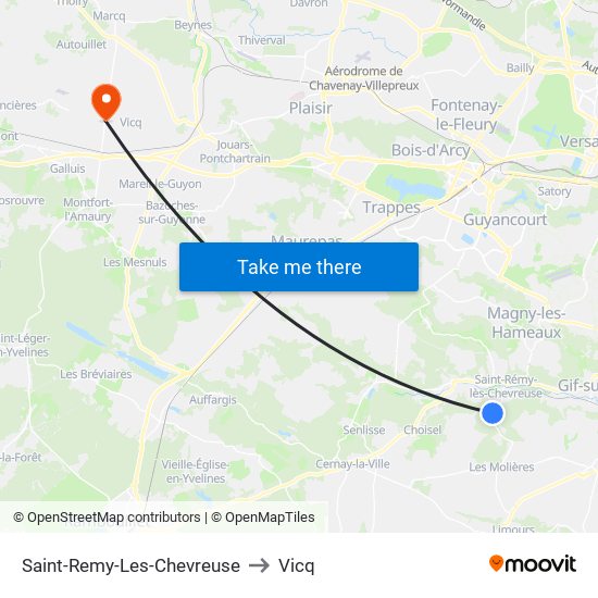 Saint-Remy-Les-Chevreuse to Vicq map