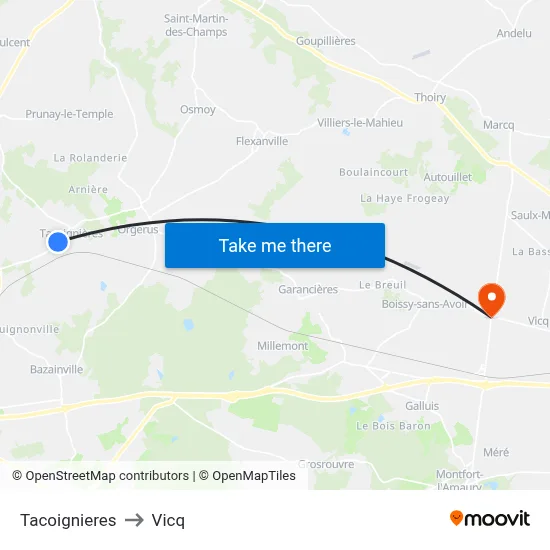 Tacoignieres to Vicq map