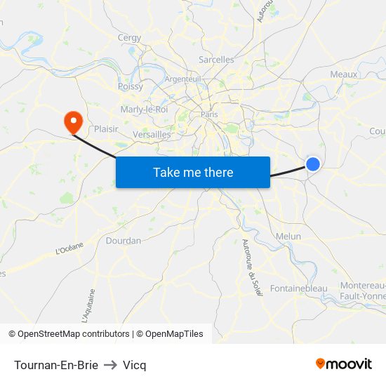 Tournan-En-Brie to Vicq map