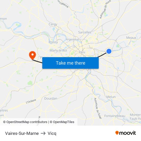 Vaires-Sur-Marne to Vicq map