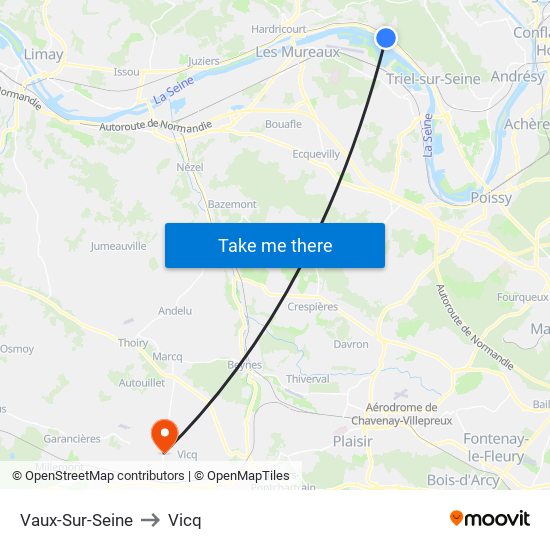 Vaux-Sur-Seine to Vicq map