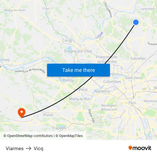 Viarmes to Vicq map
